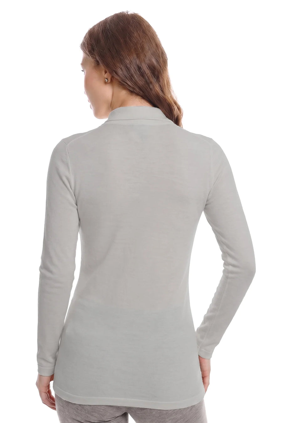 Women's Merino Turtleneck Long Sleeve 260 Light Grey | Low Neck