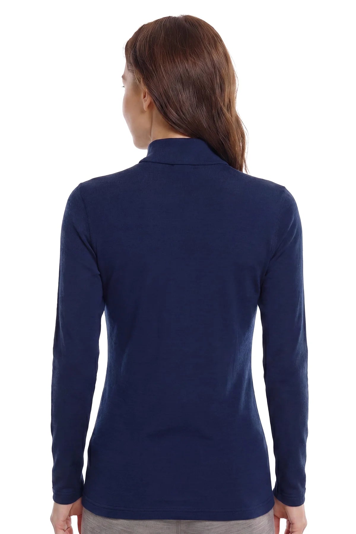 Women's Merino Turtleneck Long Sleeve 260 Navy | Low Neck