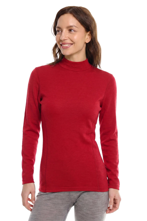 Women's Merino Turtleneck Long Sleeve 260 Red | Low Neck