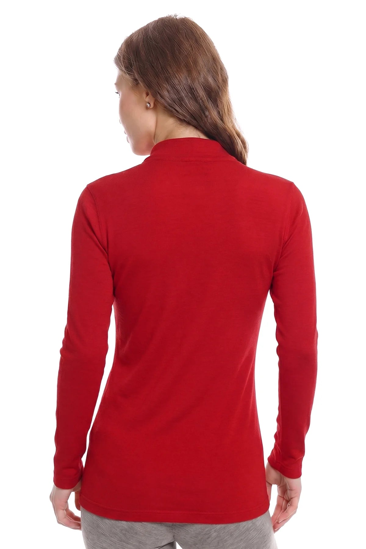 Women's Merino Turtleneck Long Sleeve 260 Red | Low Neck