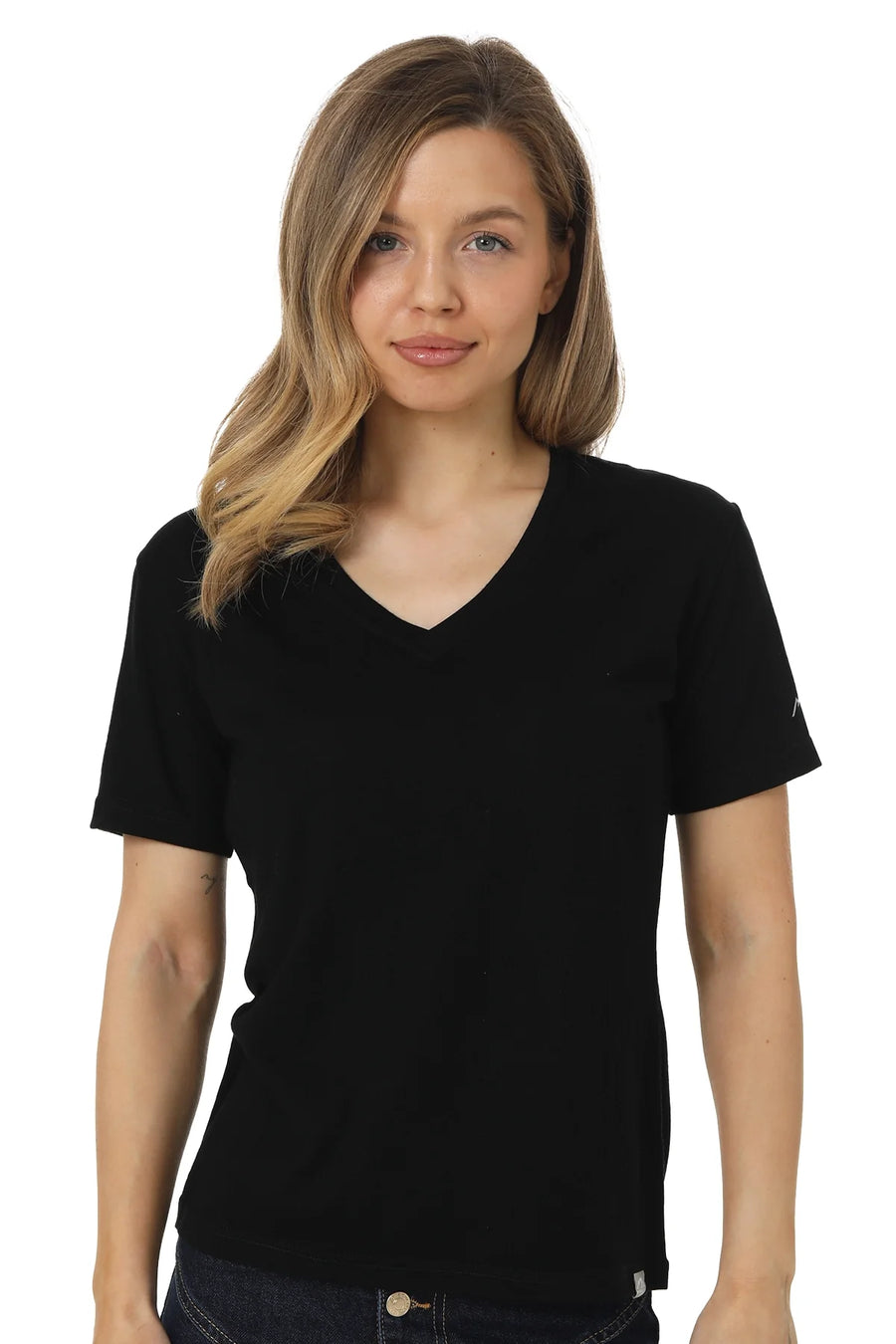 Women's Merino T-shirt 180 Black | V-Neck (+socks)