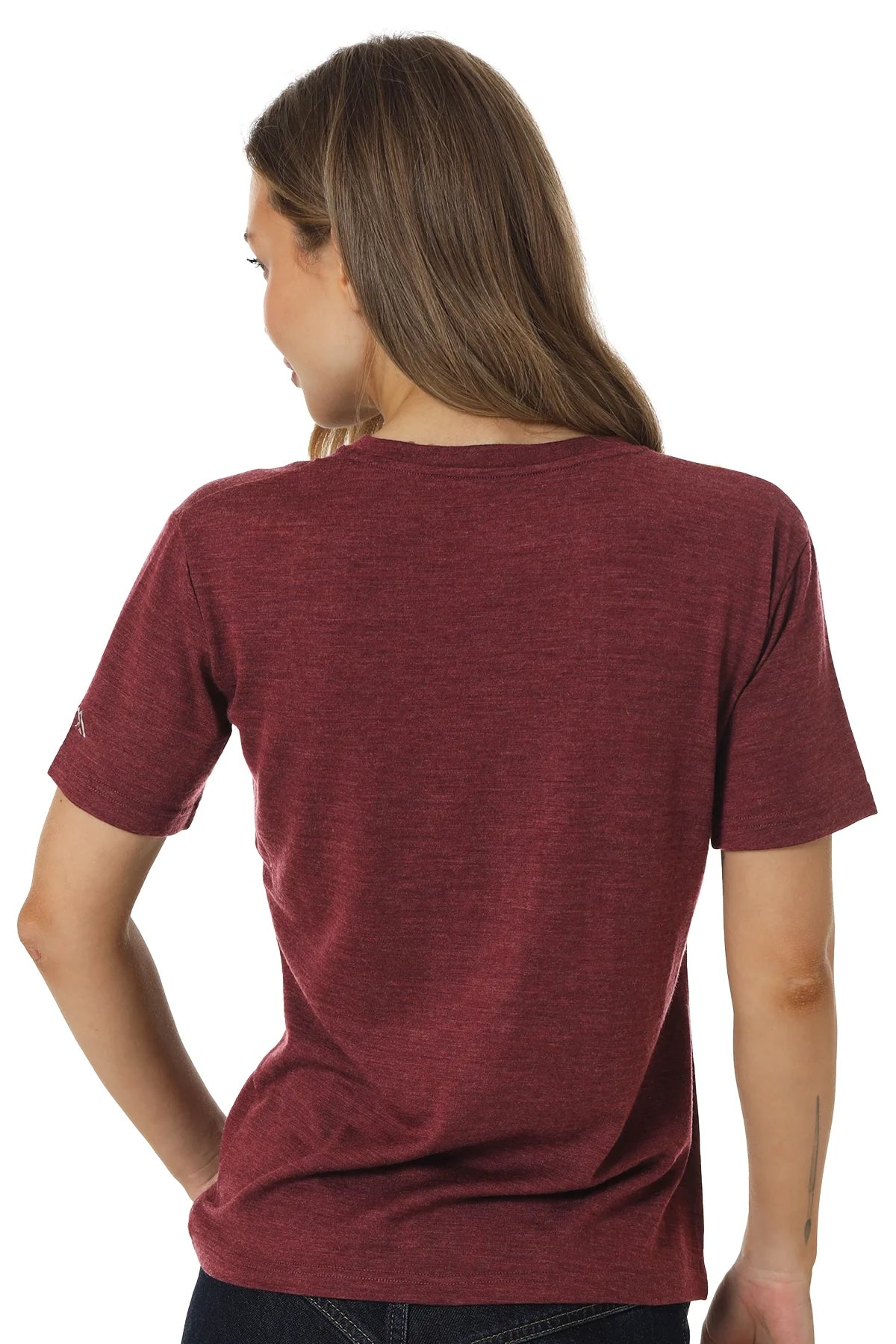 Women's Merino T-shirt 180 Burgundy | V-Neck (+socks)
