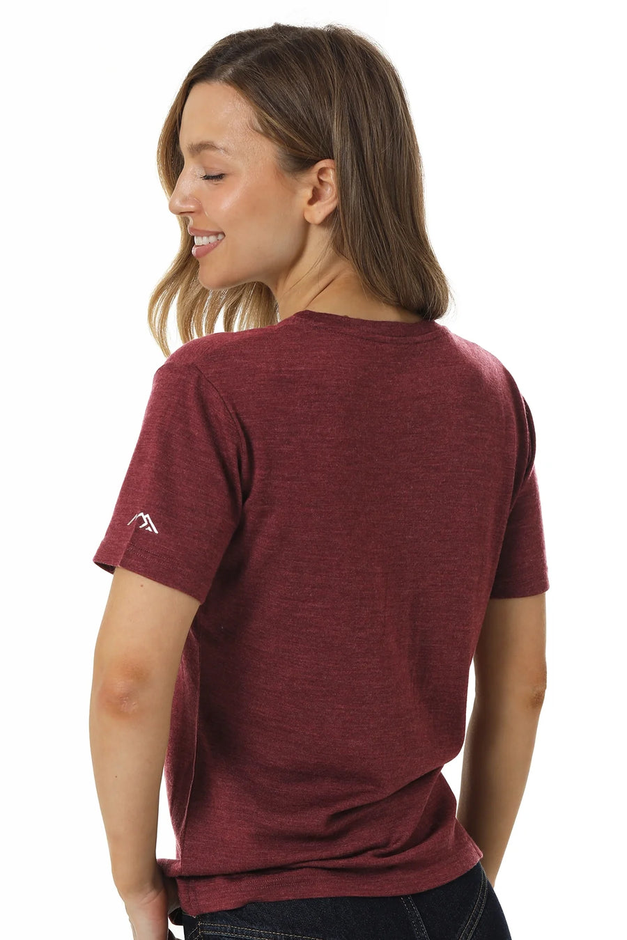 Women's Merino T-shirt 180 Burgundy | V-Neck (+socks)