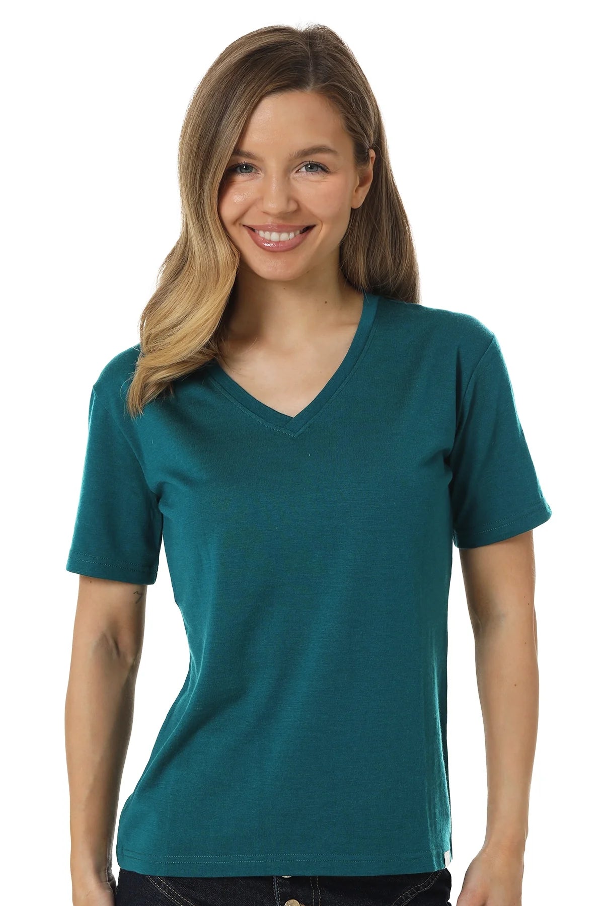 Women's Merino T-shirt 180 Deep Teal | V-Neck (+socks)
