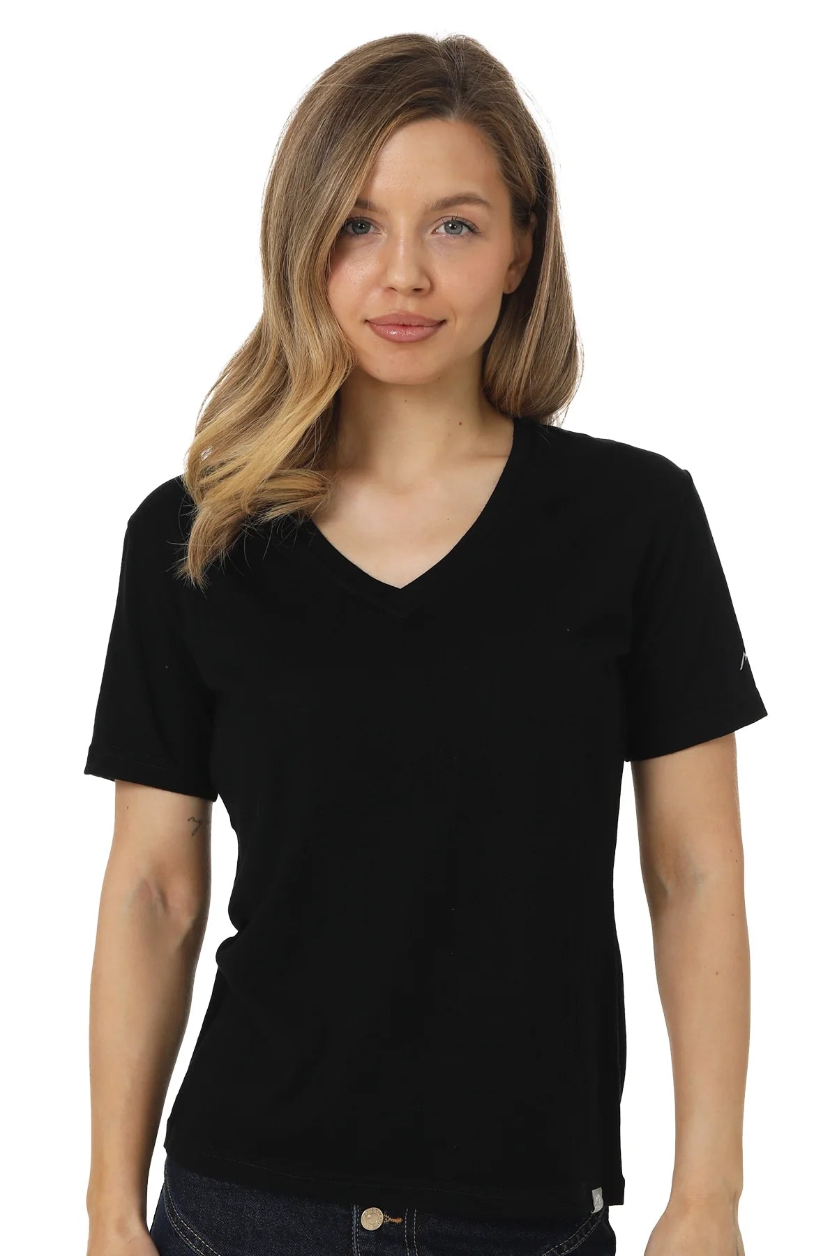 Women's Merino T-shirt 180 Black | V-Neck (+socks)