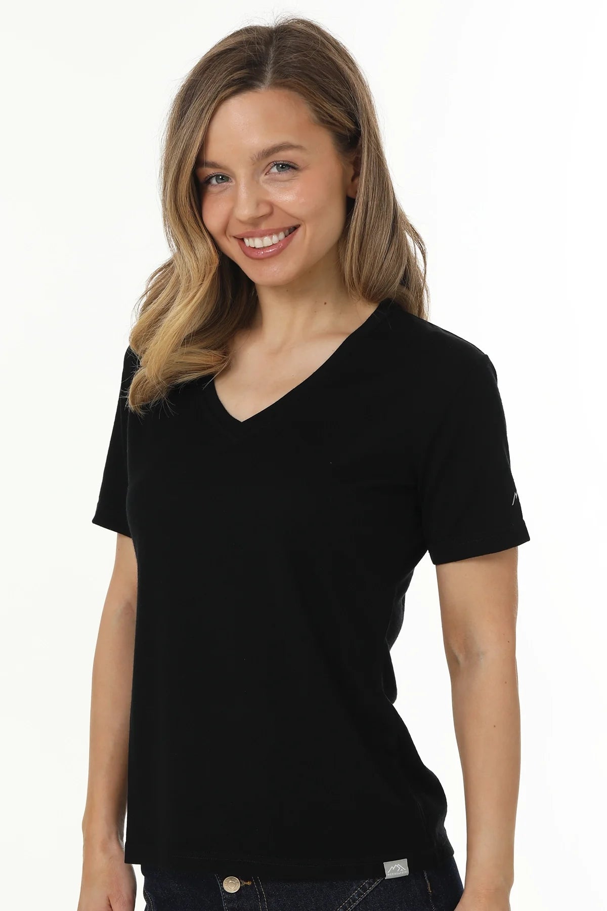 Women's Merino T-shirt 180 Black | V-Neck (+socks)