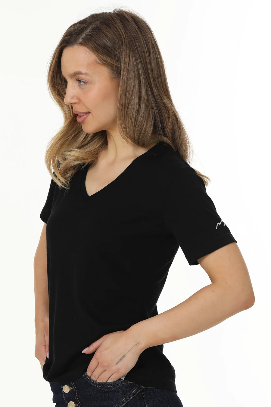 Women's Merino T-shirt 180 Black | V-Neck (+socks)
