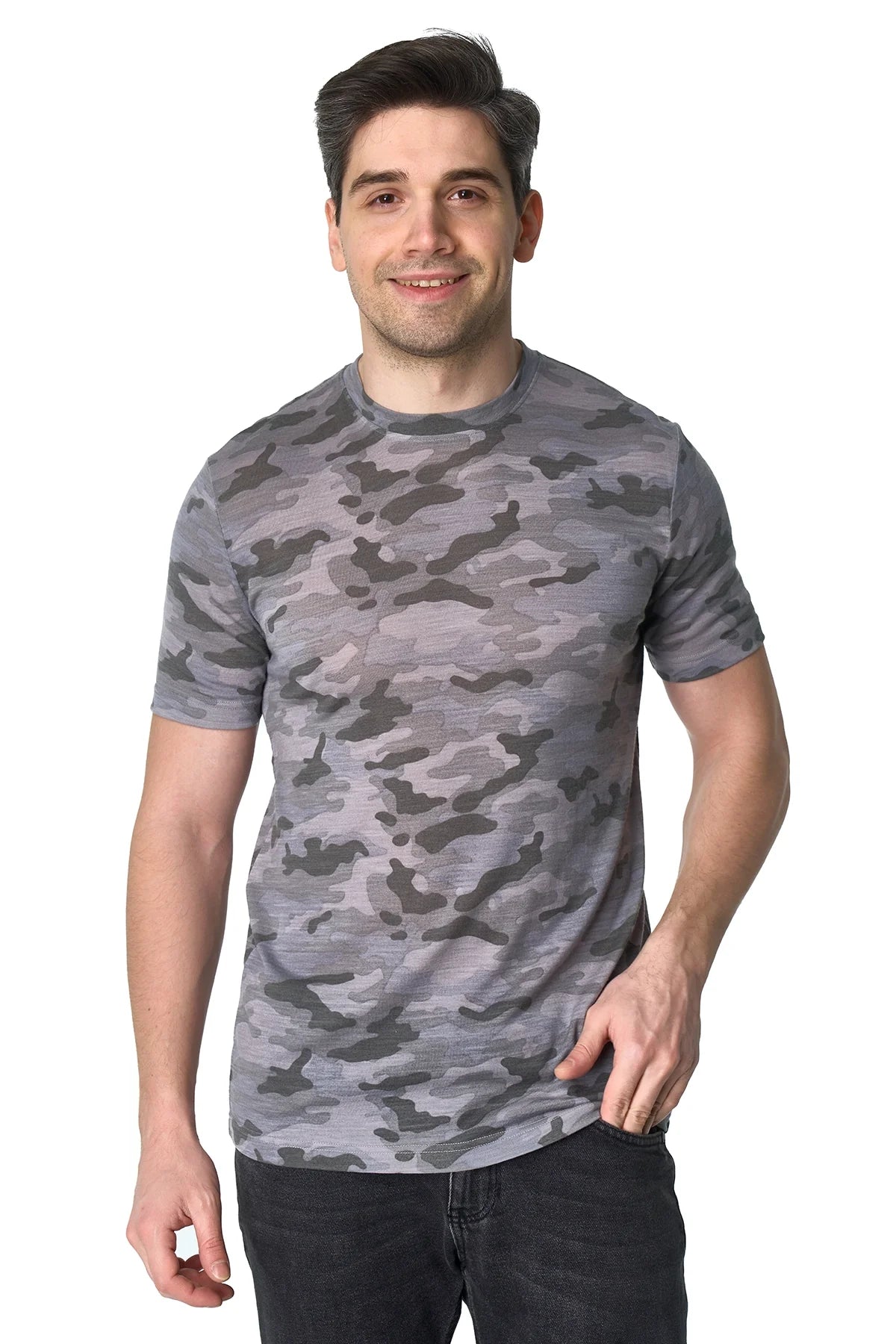 Men's Merino T-shirt 180 Camo Grey (+socks)