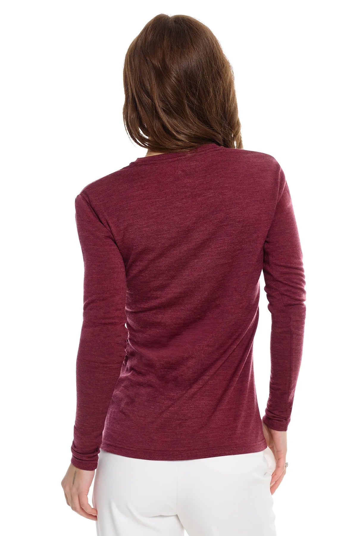 Women's Merino Long Sleeve 190 Burgundy | Scoop Neck