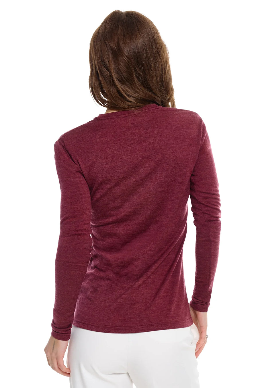 Women's Merino Long Sleeve 190 Burgundy | Scoop Neck