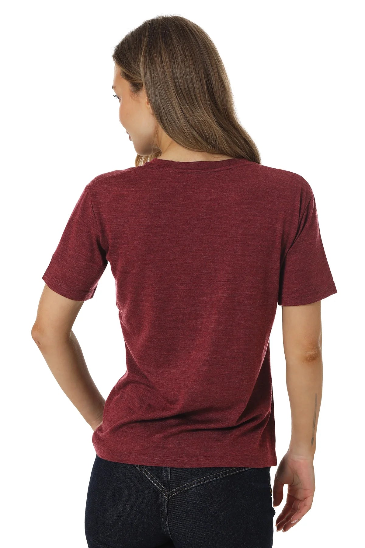 Women's Merino T-shirt 180 Burgundy Wine | Scoop Neck