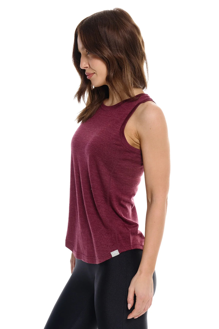 Women's Merino Wool Highneck Tank Top Burgundy
