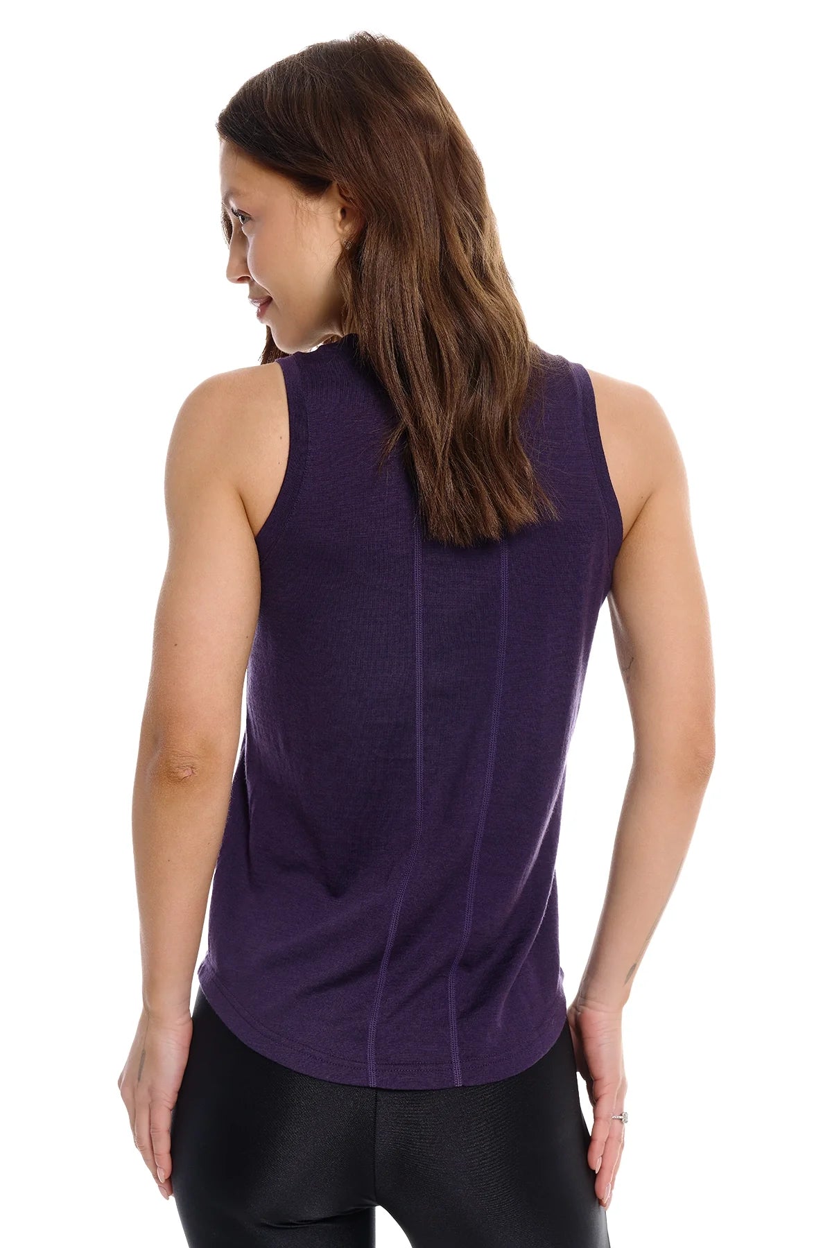 Women's Merino Wool Highneck Tank Top Dark Purple