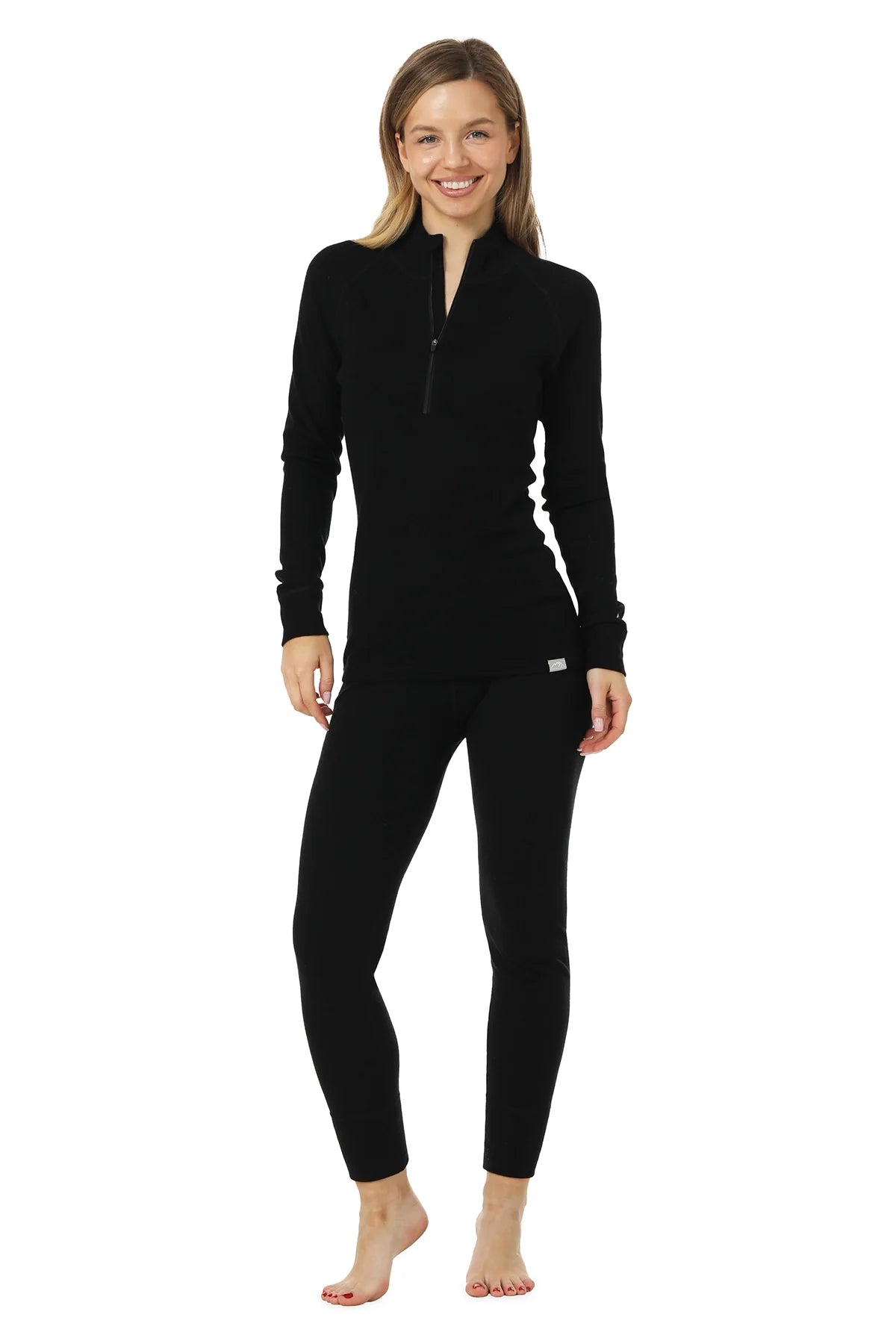 Women's Merino Thermal Set 250 Black Zip-Up