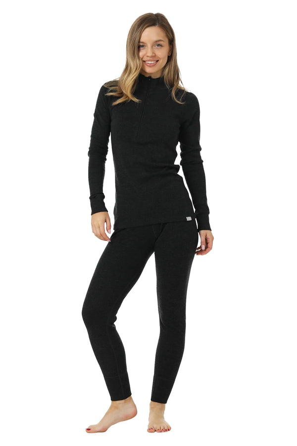 Women's Merino Thermal Set 250 Charcoal Grey Zip-up