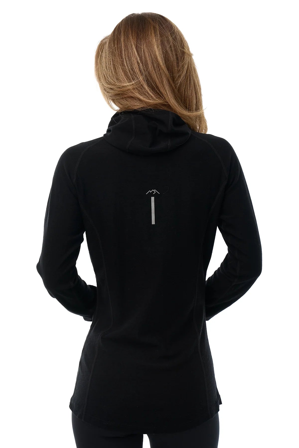 Women's Merino Wool Half Zip Hoodie 190 Black