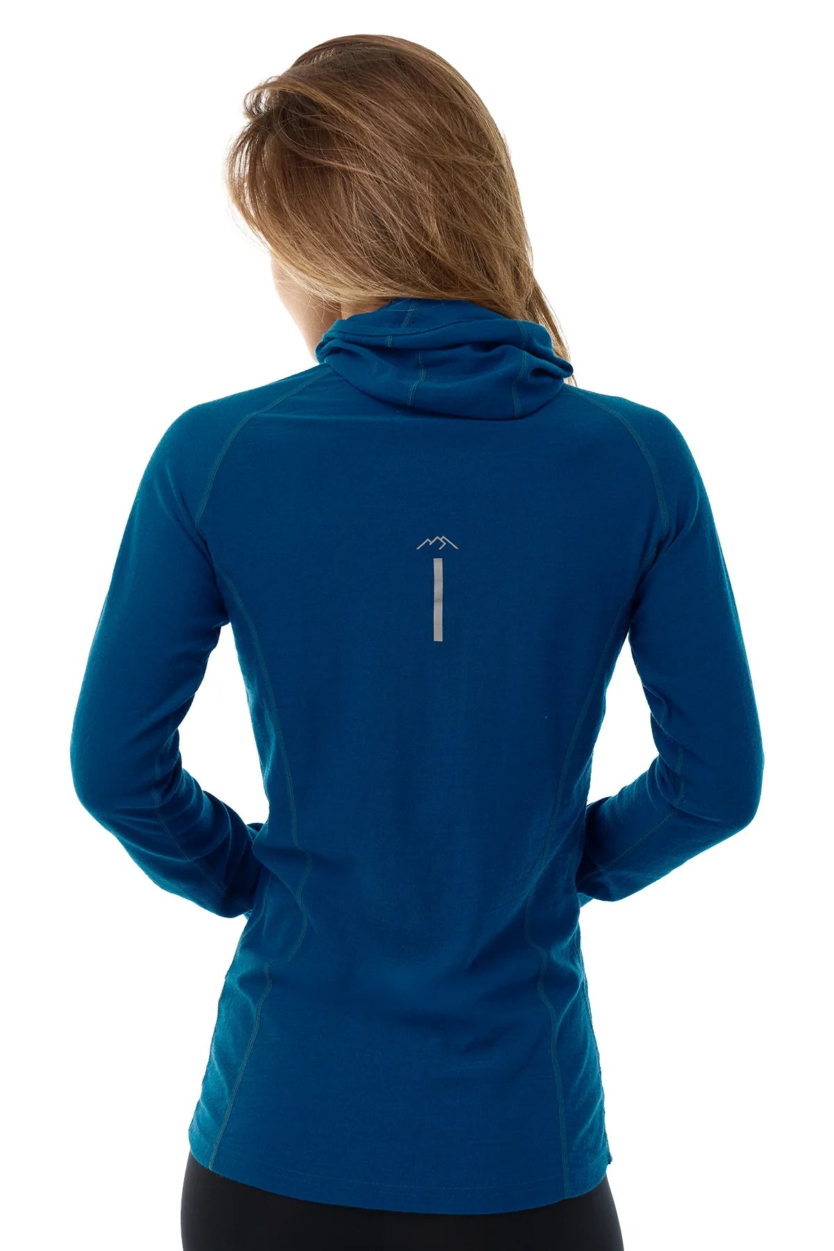 Women's Merino Wool Half Zip Hoodie 190 Denim Blue