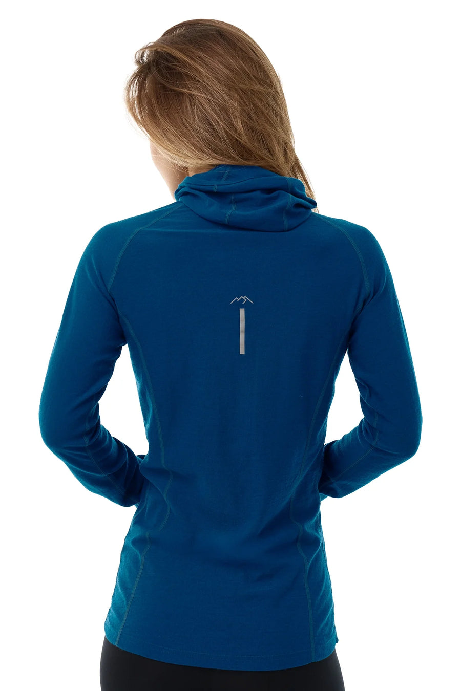 Women's Merino Wool Half Zip Hoodie 190 Denim Blue
