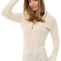 Women's Merino Wool Half Zip Hoodie 190 Off White