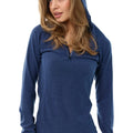 Women's Merino Wool Half Zip Hoodie 190 Windsor Blue