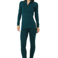 Women's Merino Thermal Set 250 Deep Teal Zip-Up