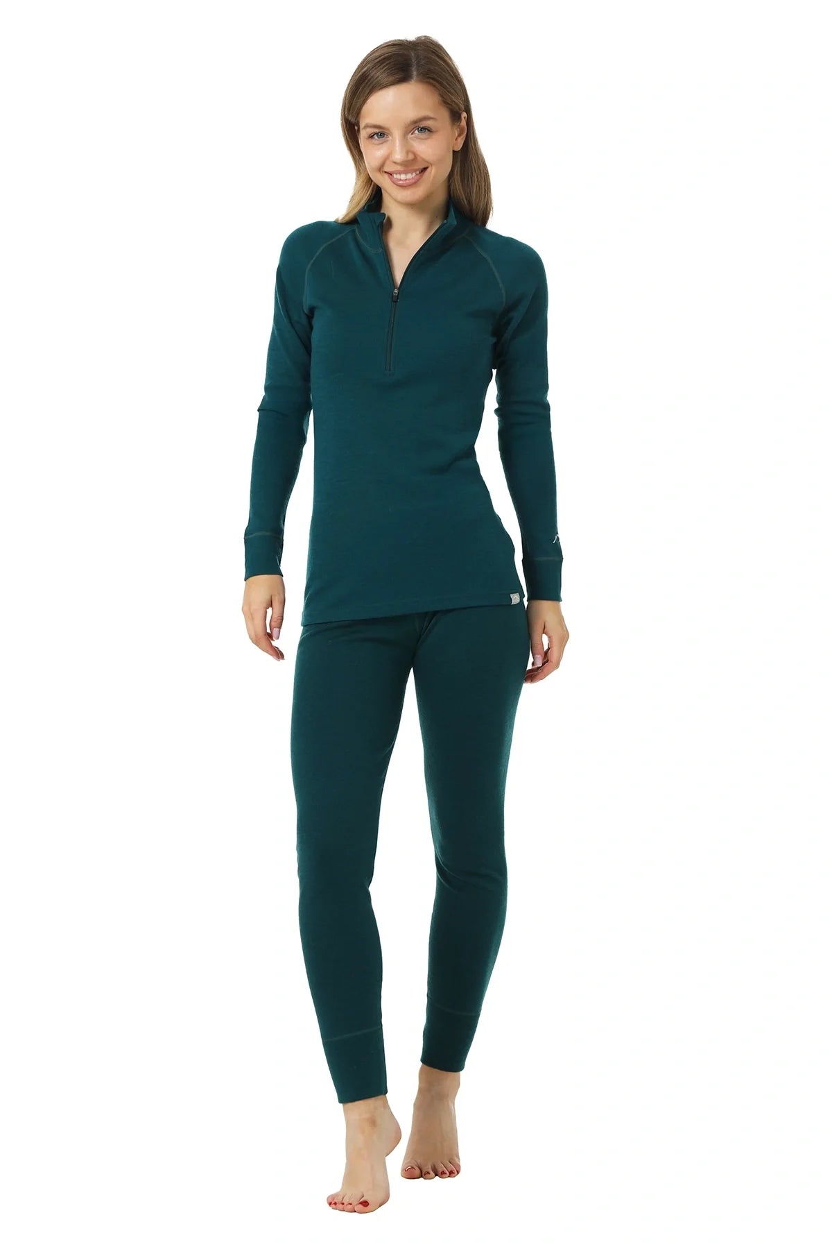 Women's Merino Thermal Set 250 Deep Teal Zip-Up