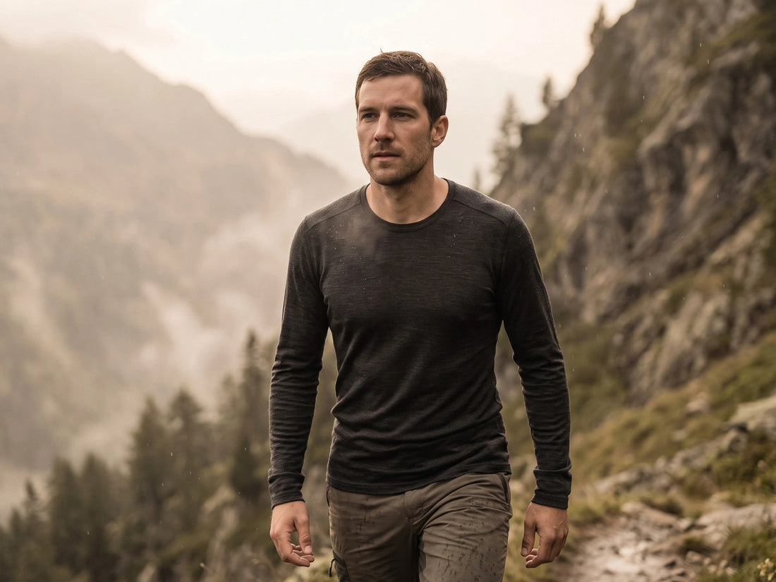 Merino.tech founders hiking in merino base layers