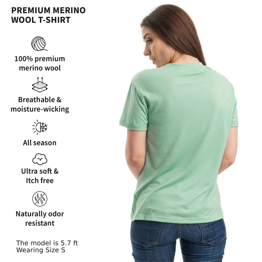 Women's Merino T-shirt 180 Green Tea | V-Neck