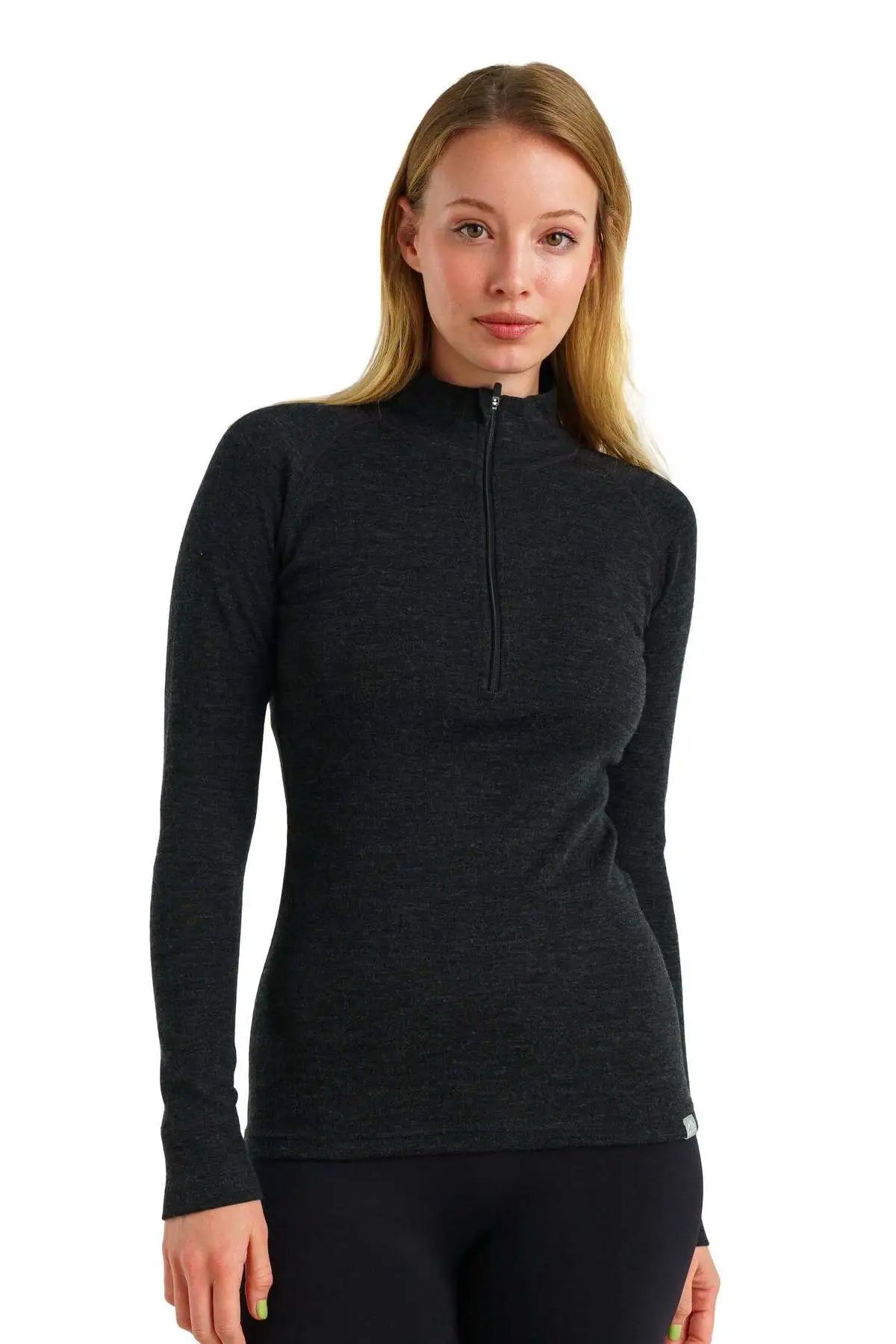 Women's Merino Half Zip Long Sleeve 250 Charcoal Grey