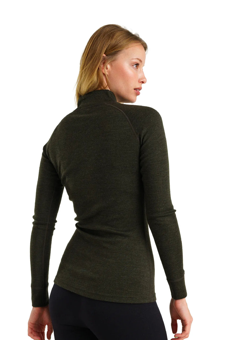 Women's Merino Half Zip Long Sleeve 320 Army Green