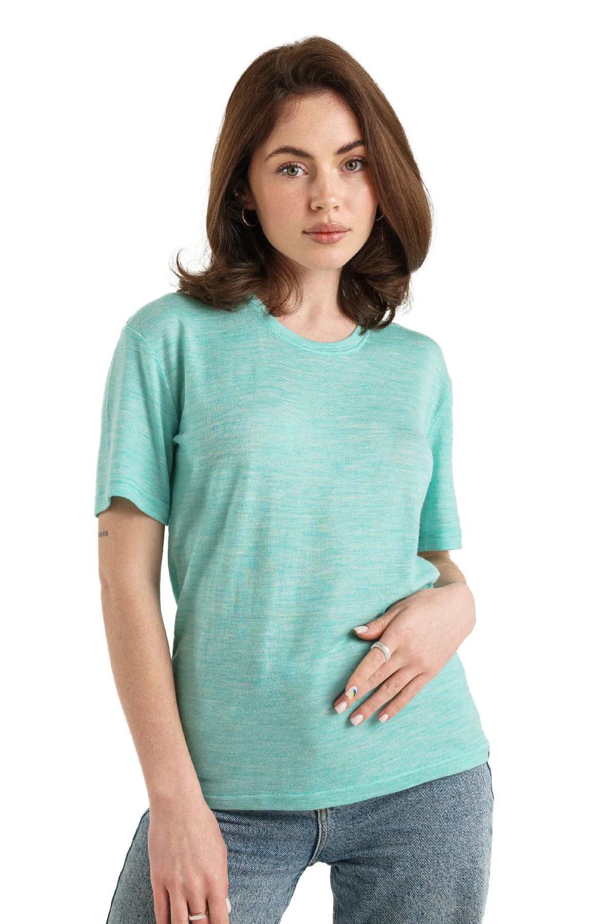 Women's Merino T-shirt 180 Light Teal | Crewneck