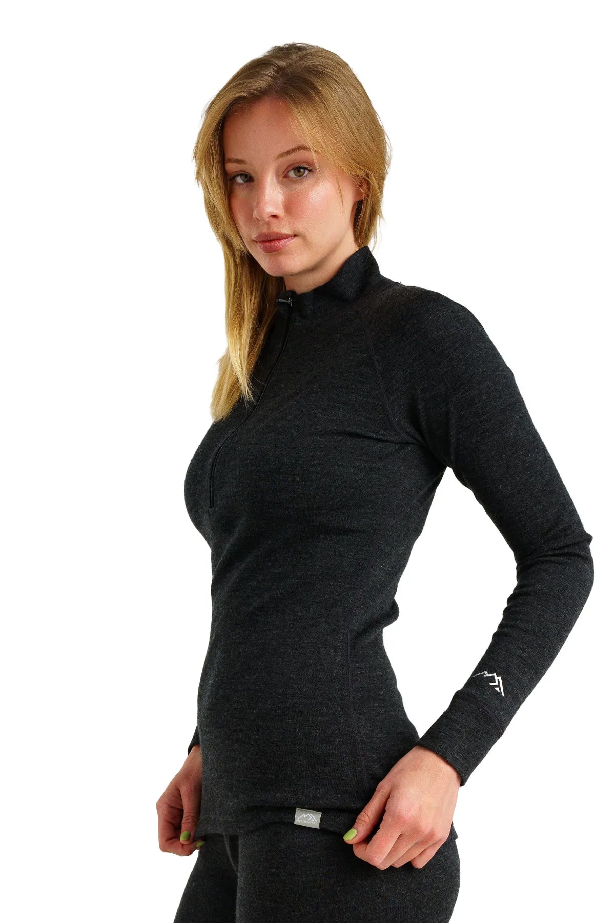 Women's Merino Half Zip Long Sleeve 320 Charcoal Grey