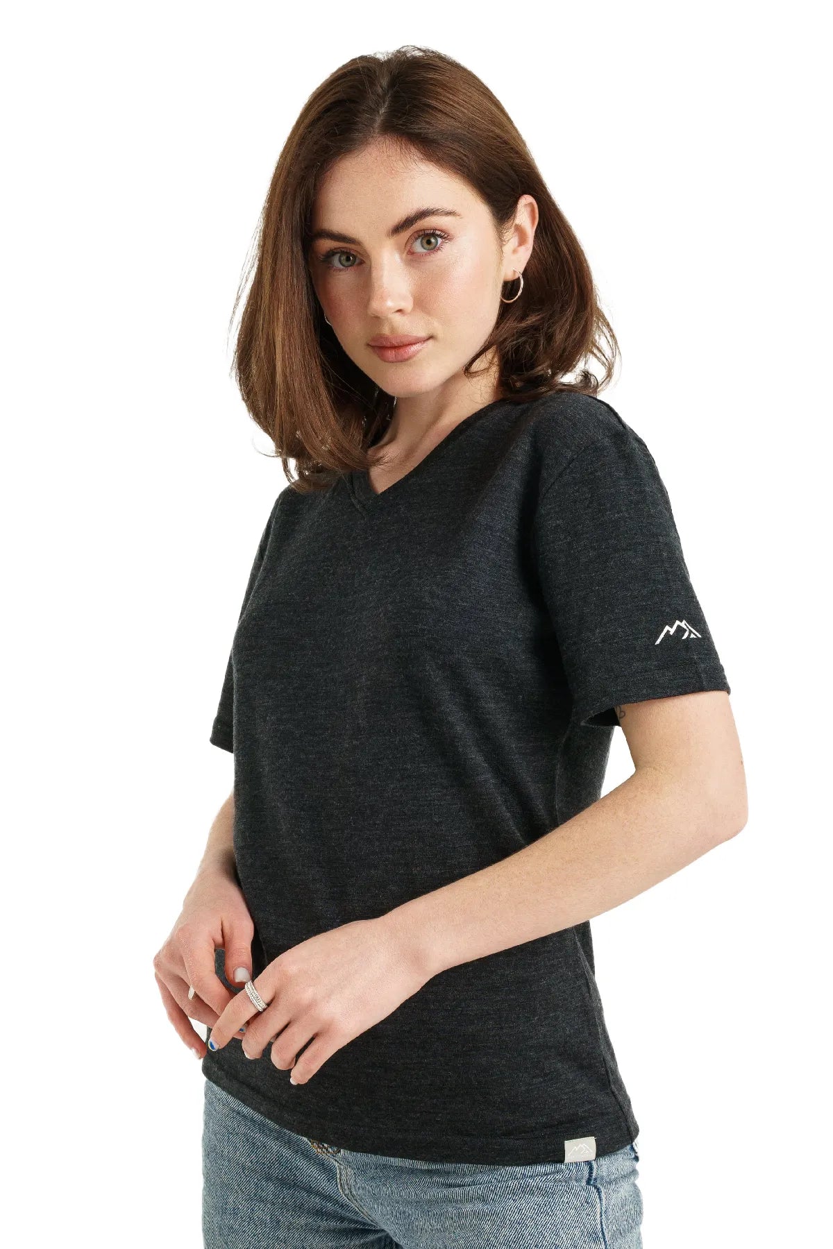 Women's Merino T-shirt 180 Ebony Gray | V-Neck
