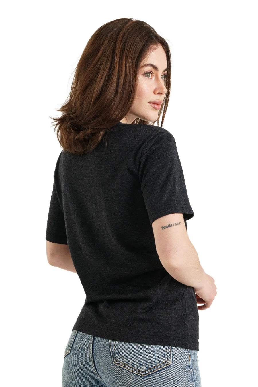 Women's Merino T-shirt 180 Melange Black | Crewneck