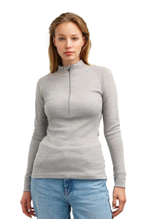 Women's Merino Half Zip Long Sleeve 320 Heather Gray