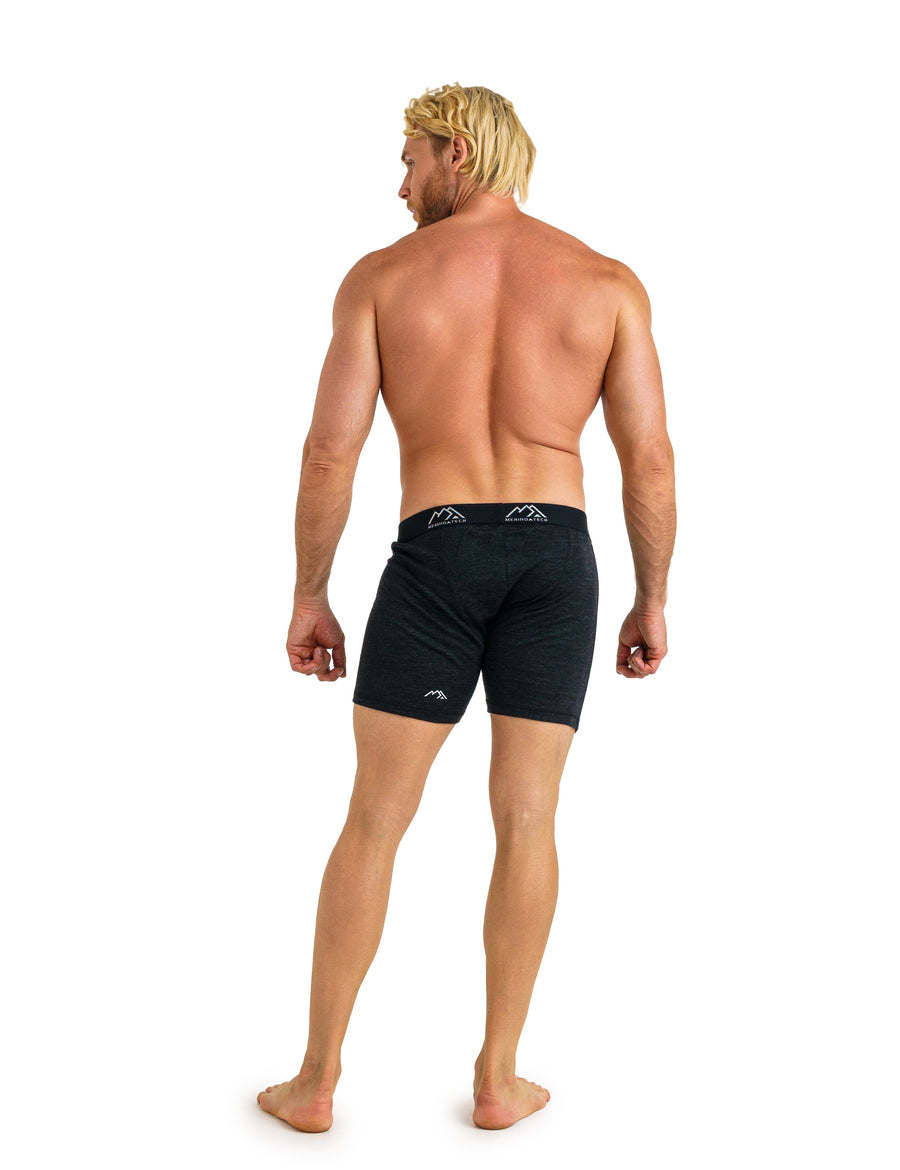 Men's Merino Boxers 190 Brief Heathered Black (2 Pack)