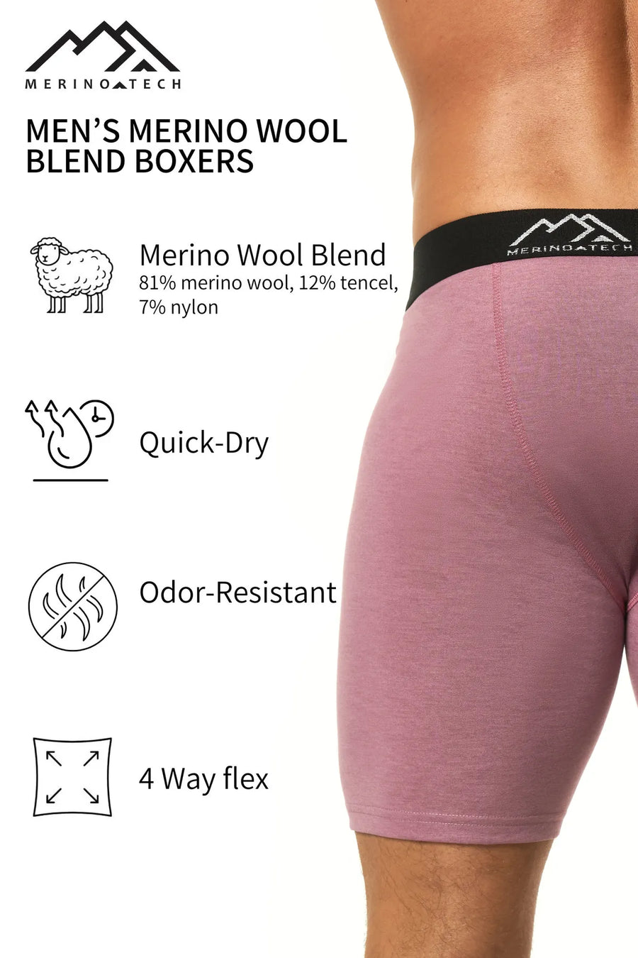 Men's Merino Boxers 170 Dark Mauve (1 Pack)