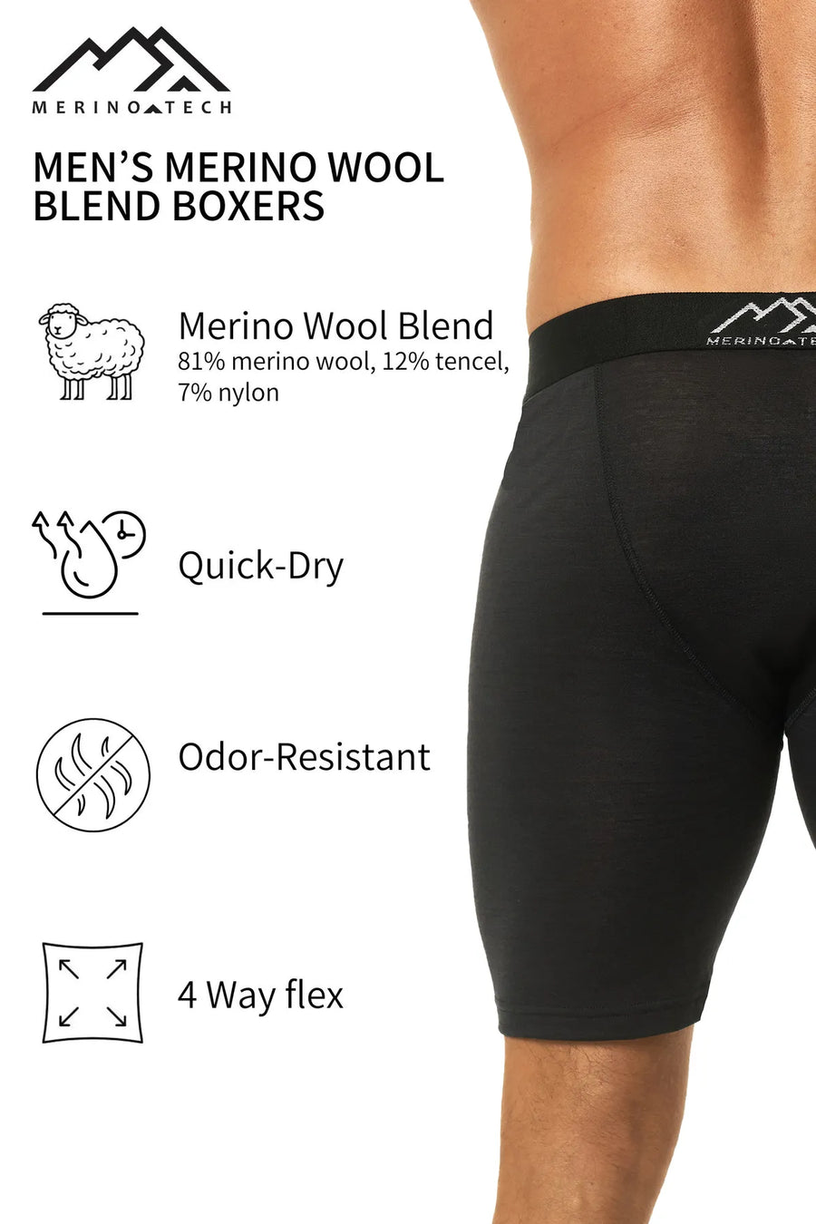 Men's Merino Boxers Charcoal (1 Pack)