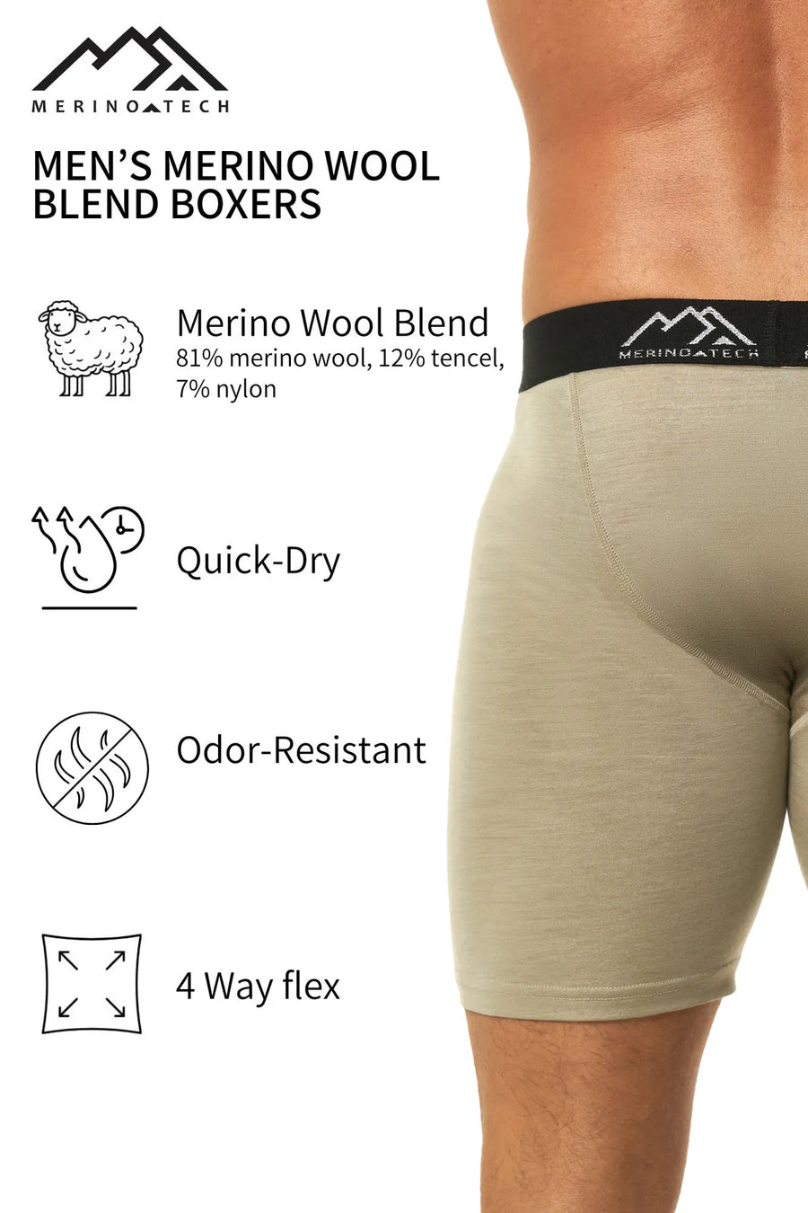 Men's Merino Boxers Dune (1 Pack)