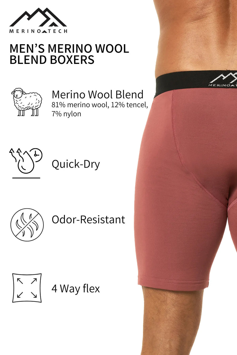 Men's Merino Boxers Cherry Red (1 Pack)