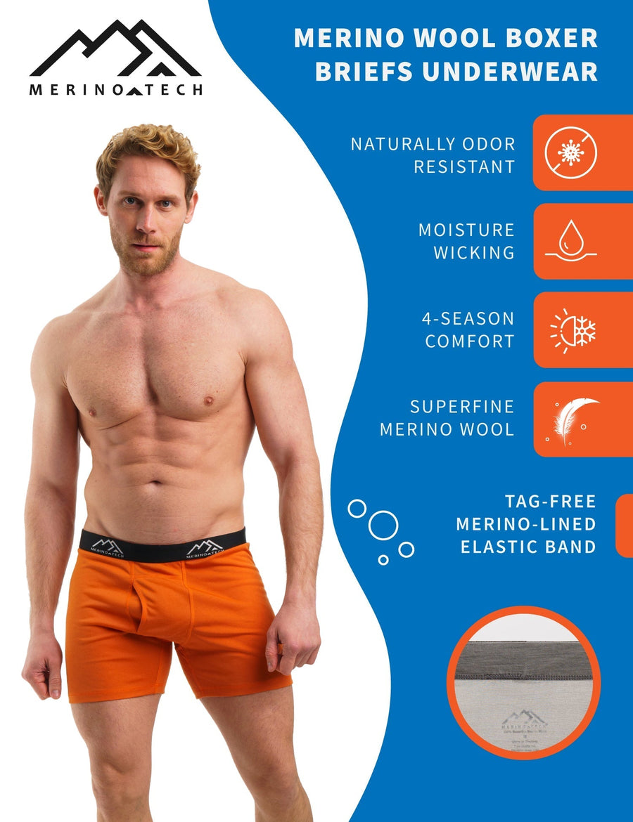 Men's Merino Boxers 190 Brief Rusty Orange (1 Pack)