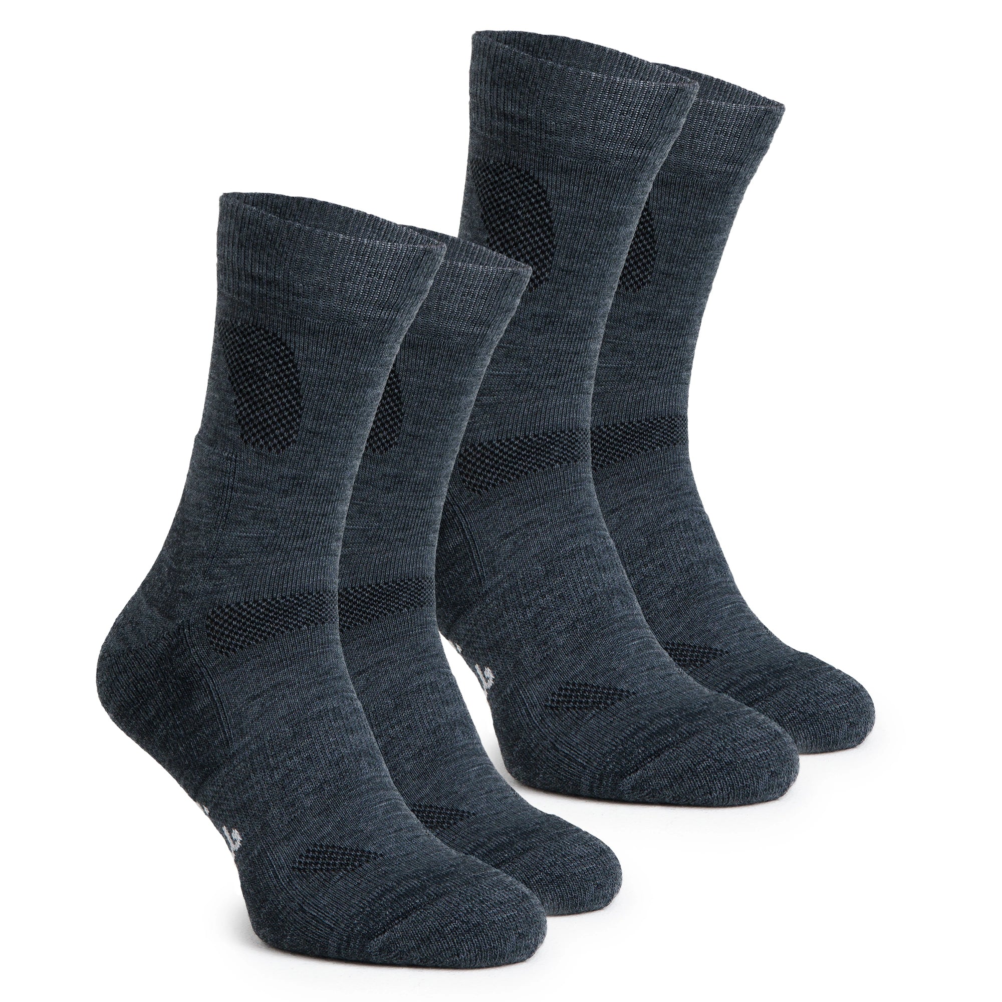 Merino Wool Hiking Socks - (Pack of 2) Lead Grey